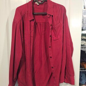 Red Lyocell Button Up Blouse Super